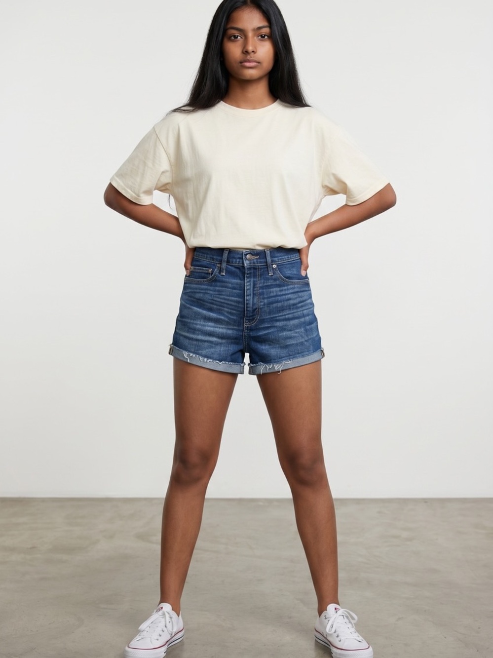 Women’s Mid Rise Blue Denim Jean Shorts